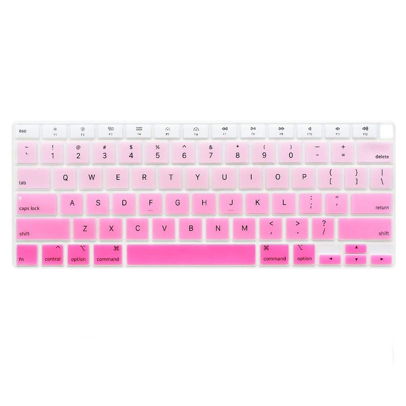 ProElife Ultra Thin Silicone Keyboard Cover Skin for MacBook Air 13 Inch 2021 2020 with Touch ID (MODLE A2179 and A2337 Apple M1 Chip, US Layout) Keyboard Protector (Ombre Pink) - Image 1